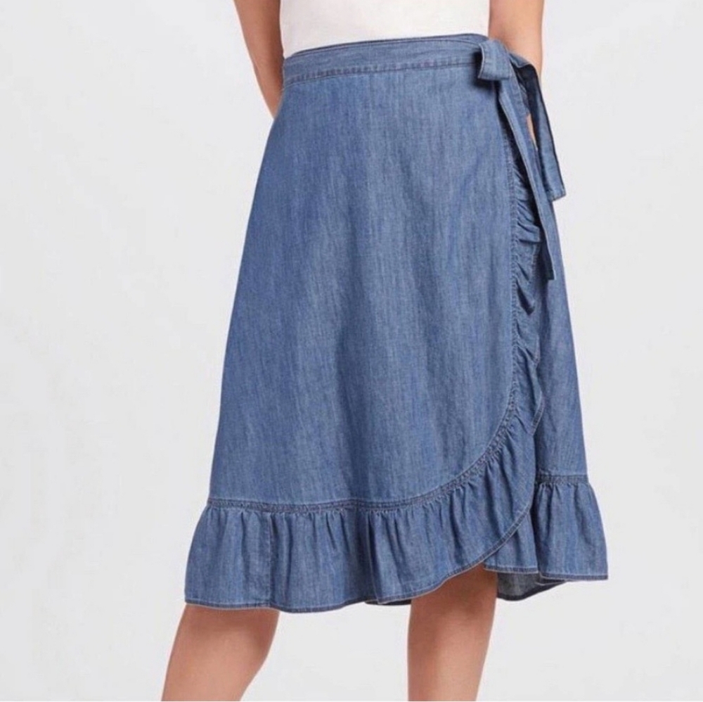 Draper James Faux Wrap Chambray Skirt, NWT Sz 18